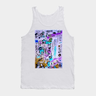 New York City Violet Graffiti Tags Stickers Art Tank Top